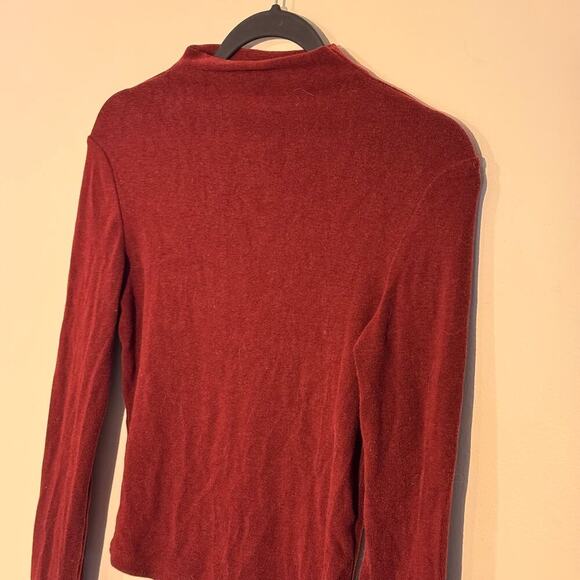 OGL Fitted Ribbed Mock Neck Long Sleeve Top - Rust Red (Size M) - Picture 2 of 3